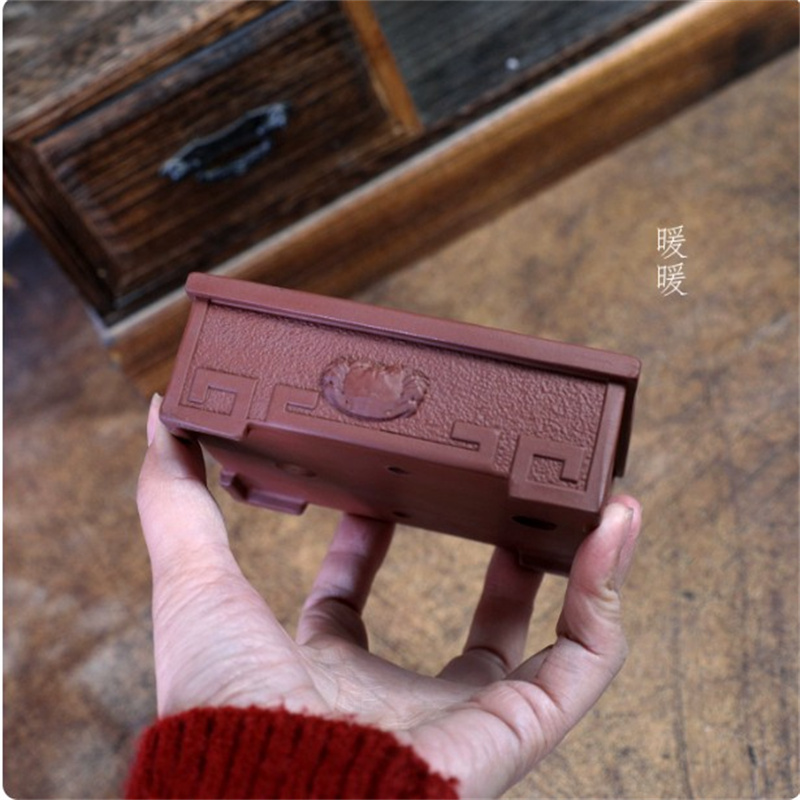 Bonsai Garden Table - Ceramic Crab‌ Carved Rectangle Bonsai Pot,