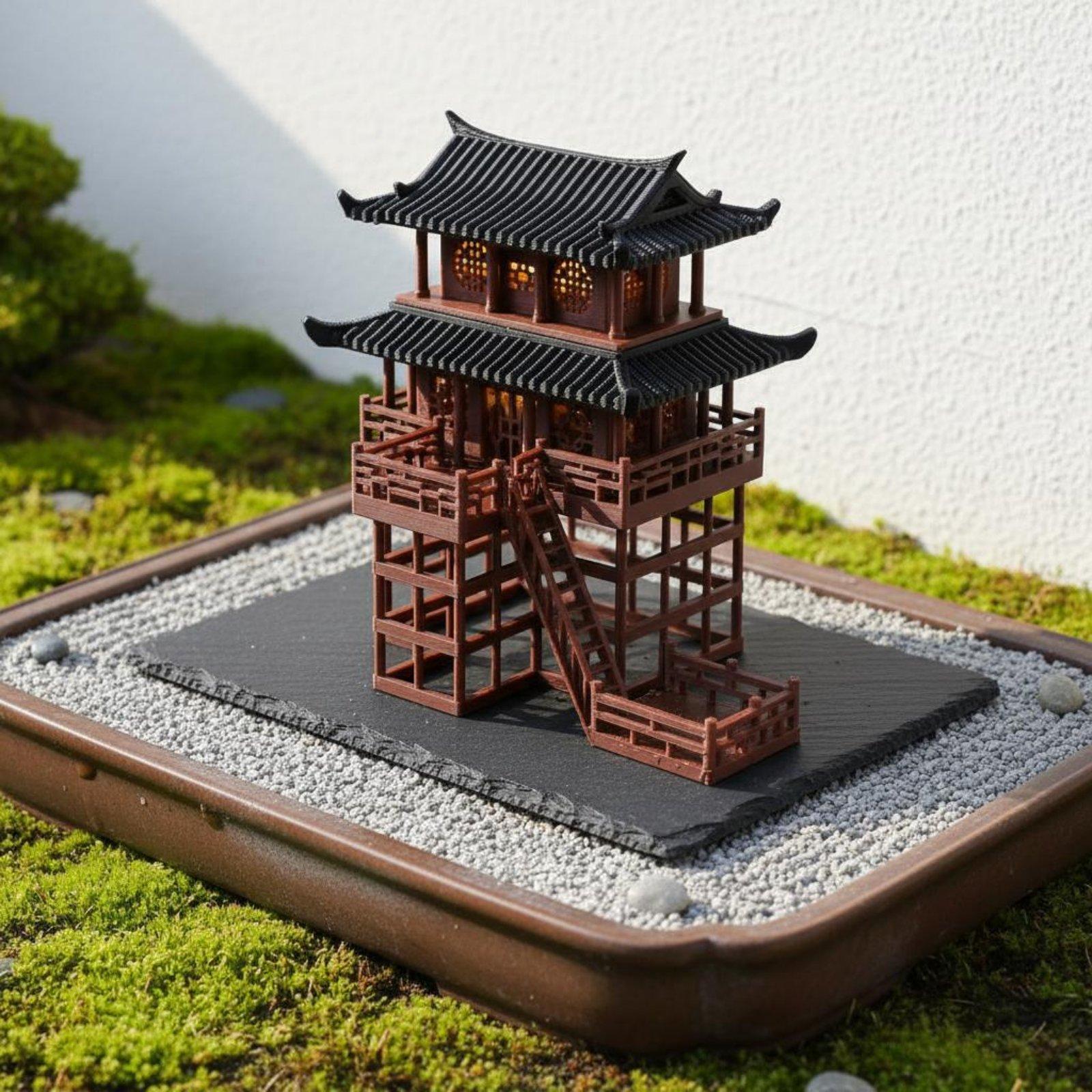 Japanese Garden Bonsai - Bonsai House Tabletop Plastic Pagoda Mini
