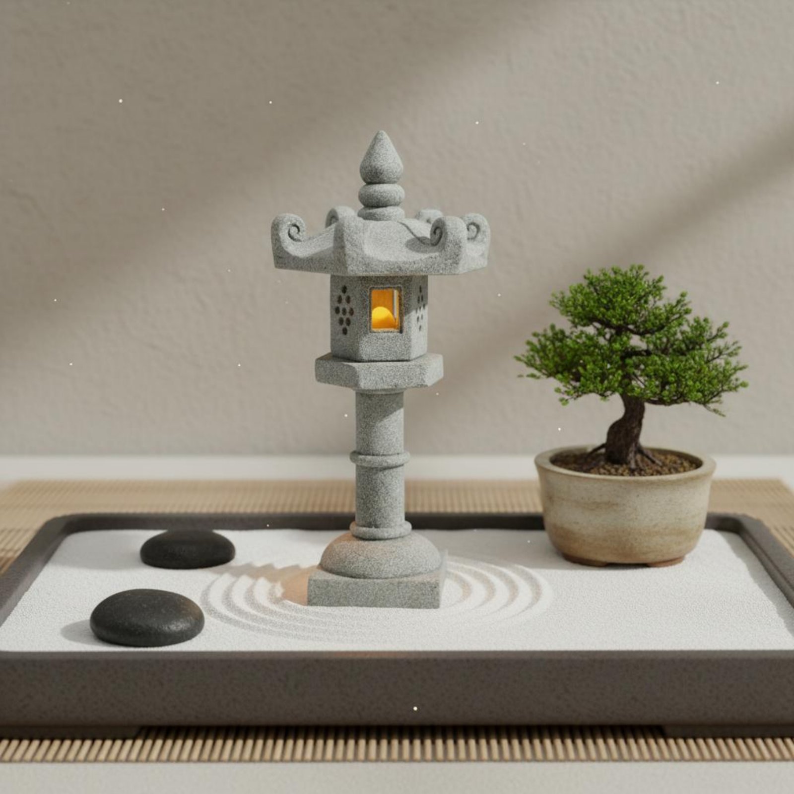 Miniature Stone Lantern Antiqu - Japanese Garden Bonsai 评论和价格