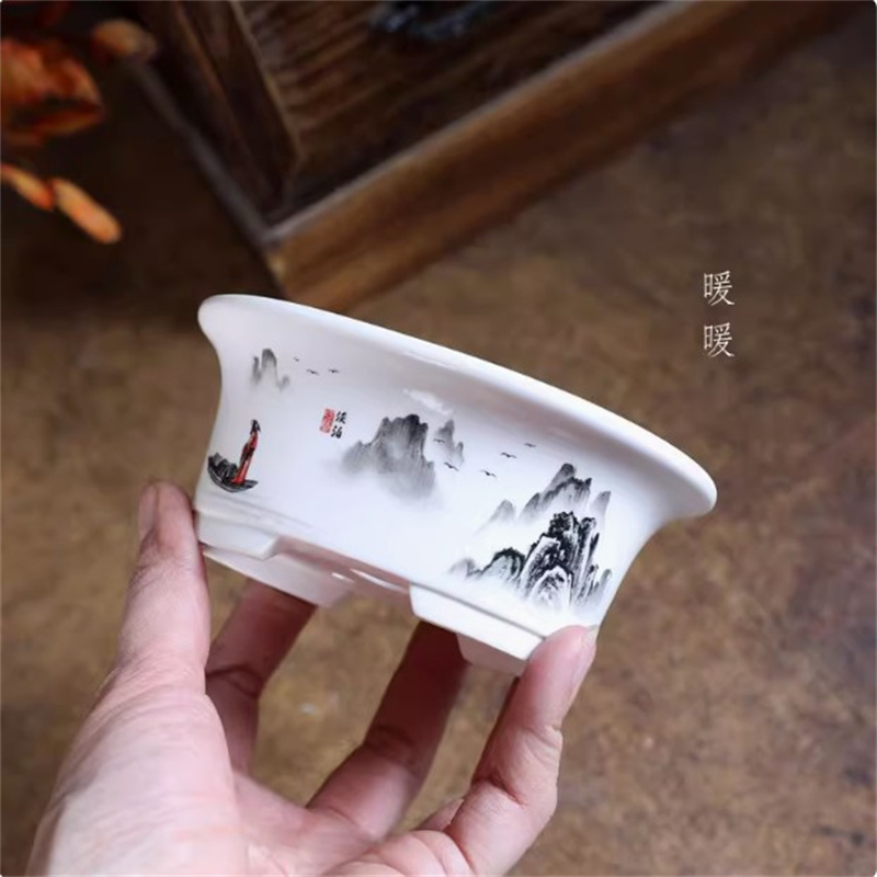 Porcelain White Oval Bonsai Po - Bonsai Garden Table 评论和价格