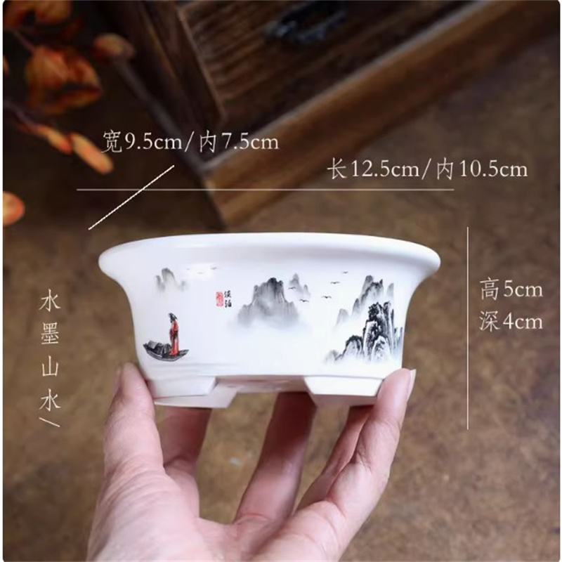 Porcelain White Oval Bonsai Po - Bonsai Garden Table 评论和价格