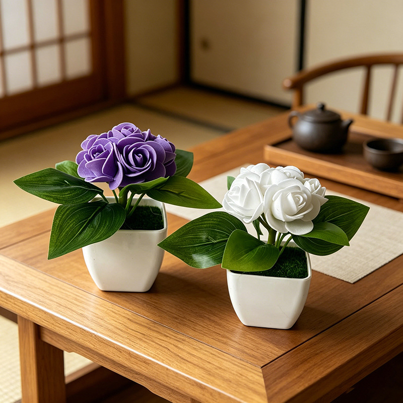 6-Flower Rose Simulation Small - Bonsai Garden Shop 评论和价格