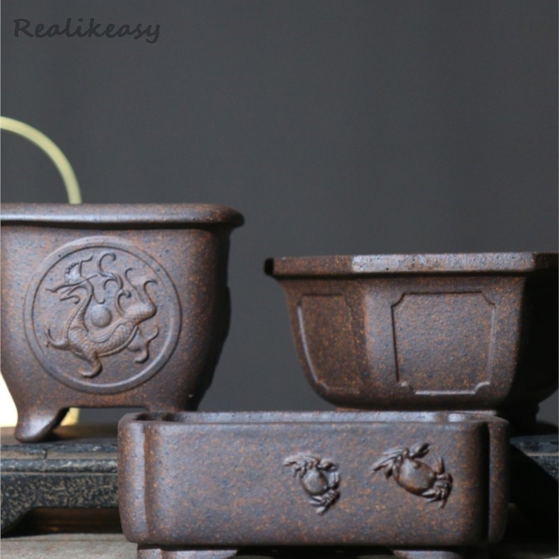 Purple Sand Flower Pot Hexagon - Japanese Garden Bonsai 评论和价格